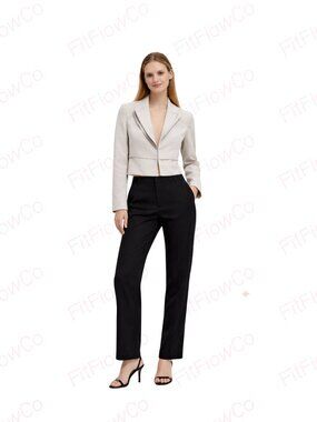 White House Black Market Ivory Off-White Cropped Structured Layered Blazer Sz 6